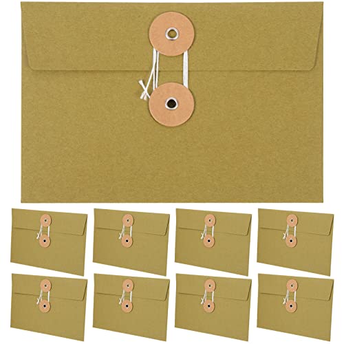 Gadpiparty 10Stücke Teiliges Vintage Papierumschläge mit Schnur Praktische Aufbewahrungstaschen für Postkarten Schulfächer und Bürodokumente Grün für Kreatives Basteln von Gadpiparty