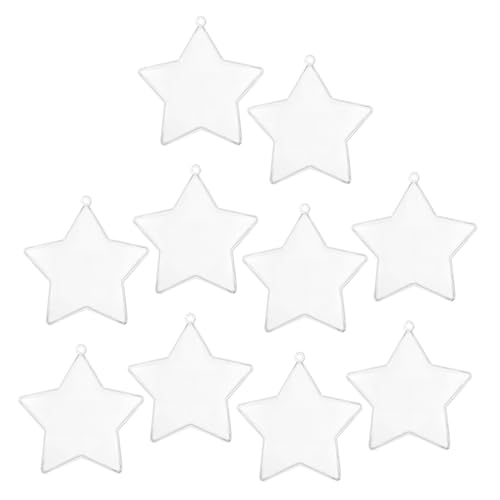 Gadpiparty 10Stücke Transparente Kunststoff Stern Ornamente Füllbare DIY Bastelbausteine Hängende Dekoration für Weihnachten Hochzeiten und Partys Süßigkeitenhalter von Gadpiparty