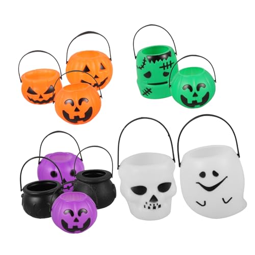 Gadpiparty 11 Stück Halloween Süßigkeiten Eimer Set Teiliges Pumpkin Bucket für Halloween Party für Süßigkeiten und Dekoration mit Praktischem Griff und Großem Fassungsvermögen von Gadpiparty