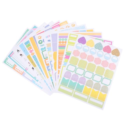 Gadpiparty 12 Blatt Aufkleber planen Veranstalter gefüttert Planer -Aufkleber täglich Erwachsene Tag Aufkleber für Buchzeitschriften Journaling-Aufkleber Selbstklebendes Kupferplattenpapier von Gadpiparty