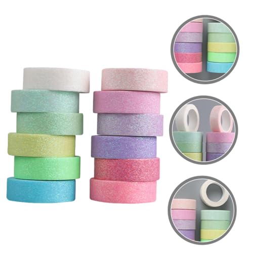 Gadpiparty 12 Rollen Dünnes Glitzerndes Washi Tape Dekoratives DIY Klebeband mit Starker Klebkraft Vielseitig für Scrapbooking Geschenkverpackung Planer und Kreative Bastelarbeiten von Gadpiparty