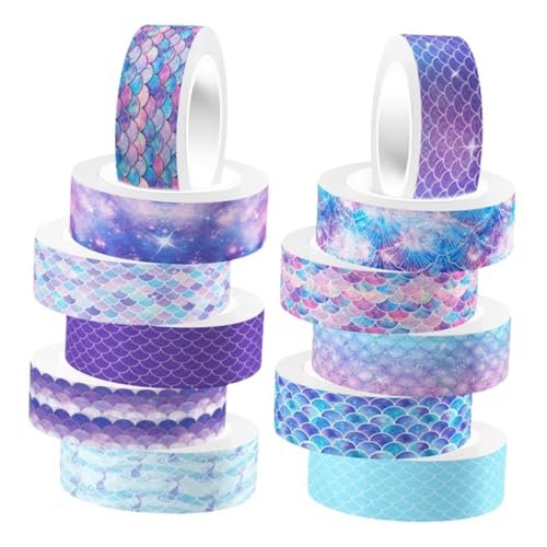 Gadpiparty 12 Rollen Glitzernde Meerjungfrau Washi Tapes Dekorative Klebebänder für Scrapbooking DIY Handwerk und Journaling für und Bastelprojekte von Gadpiparty