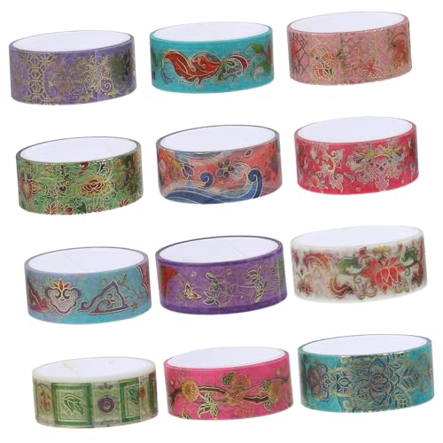 Gadpiparty 12 Rollen Heißpräge-Washi-Tape Maskierung Farbe Scrapbooking Sammelalbum klebeband aufkleber dekoration Washi-Papierbänder dekorative Bänder für Sammelalben Flüsterpapier von Gadpiparty