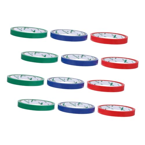 Gadpiparty 12 Rollen Verpackungsband für Frischhaltebeutel Pet Klebeband Rot Blau Grün für Supermarktbeutelverschluss Reißfest und Einfach zu Handhaben von Gadpiparty