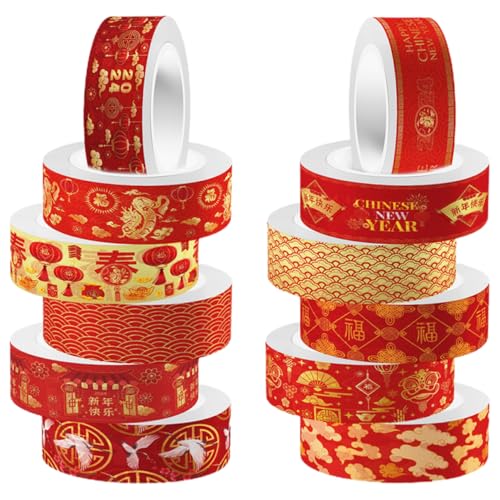 Gadpiparty 12 Rollen Washi Tape im Chinesischen Neujahrsdesign DIY Handbuch Dekorationen Vielseitige Klebebänder für Scrapbooking und Journaling Drachenjahr Gadpiparty 12 Rollen Washi Tape im Chinesischen Neujahrsdesign DIY Handbuch Dekorationen Vielseitige Klebebänder für Scrapbooking und Journaling Drachenjahr von Gadpiparty