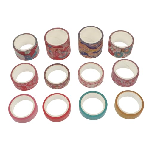 Gadpiparty 12 Rollen Washi Tape mit Blumenmotiv Dekorative DIY Scrapbook Klebebänder Handgemachte Sticker für Bastelpapier Planer Zubehör Sicher und Einfach Anzuwenden von Gadpiparty