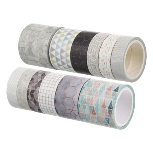 Gadpiparty 12 Rollen Washi-Tape the washi tape hochzeitslaken Dekorative Klebebänder hochzeitsbingo Aufkleber Fotoalbum Sammelalbum Weiß papierklebeband selber machen Tagebuch-Dekorband Grey von Gadpiparty