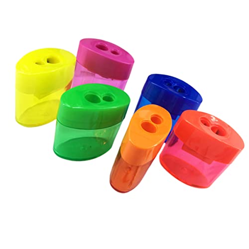 Gadpiparty 12 Stück Bleistiftspitzer mit Abfallbehälter Doppel Loch für Kreative Schulstationery Zufällige Farben für Schulstart und Geburtstage Zufällige Farbe Zufällige Farbe von Gadpiparty