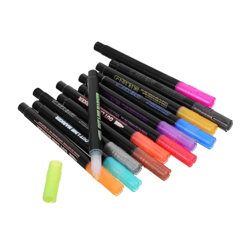 Gadpiparty 12 Stück Glitzer Marker Stifte mit Doppellinie Metallic Outline Stifte Silber für Kreative Mädchen Bastelzubehör für Kunst und DIY Projekte von Gadpiparty