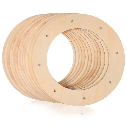 Gadpiparty 12 Stück Teiliges Holzkranz Rahmen Runde Holzrahmen für Diy Blumenkränze Langlebig und Vielseitig für Weihnachten Neujahr und Bastelprojekte von Gadpiparty