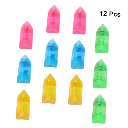 Gadpiparty 12 Stück Teiliges Kunststoff Anspitzer Radiergummi Manueller Einzel Anspitzer für Bunte Farben Handlich und Leicht für Schule und Büro für Schüler Zufällige Farbe Zufällige Farbe von Gadpiparty