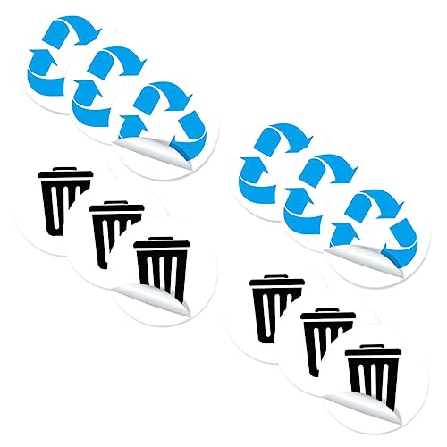 Gadpiparty 12 Stück Teiliges Recycling aufkleber Robustem PVC Selbstklebend für Mülltonnen und Abfalleimer Praktische Mülltrennlabels Abfallklassifizierung im Haushalt und Außenbereich von Gadpiparty