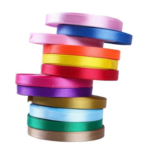 Gadpiparty 12 Stück Teiliges Satinband Breit Yards pro Farbige Geschenkband Dekobänder für DIY Verpackung Hochzeit Basteln Schleifen Inklusive Grün Rot Orange Gelb Kaffee Himmelblau Gold von Gadpiparty