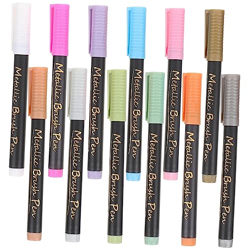 Gadpiparty 12 Stück Teiliges Set Metallic Marker Pens Weiche Pinselstifte für Kreative Bastelprojekte für Kartengestaltung Kalligraphie und Glasmalerei Gadpiparty 12 Stück Teiliges Set Metallic Marker Pens Weiche Pinselstifte für Kreative Bastelprojekte für Kartengestaltung Kalligraphie und Glasmalerei von Gadpiparty