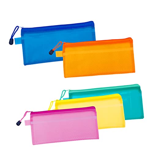Gadpiparty 12 Stück Teiliges Tragbare Dokumententasche mit Reißverschluss Wasserdichte PVC Stiftetasche Buntem Design für Büro und Schule Farben Zufällig Zufällige Farbe von Gadpiparty