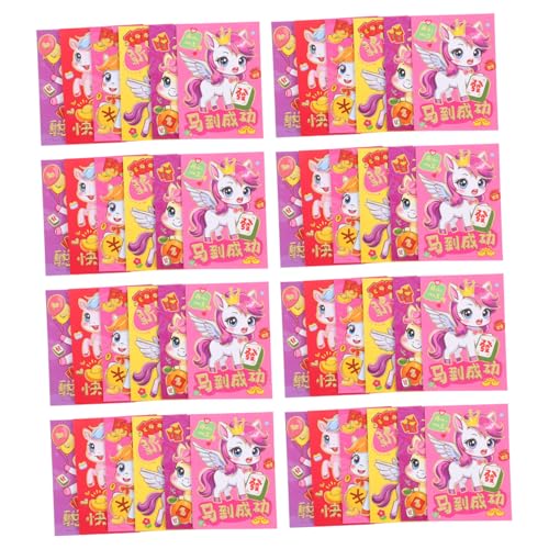 Gadpiparty 120 Stück Cartoon Pferd Geldumschläge Rote Umschläge für Chinesisches Neujahr Jahr Des Pferdes Festliche-hongbao für Lunar Year Festliche Geldbeutel für Geldgeschenke von Gadpiparty