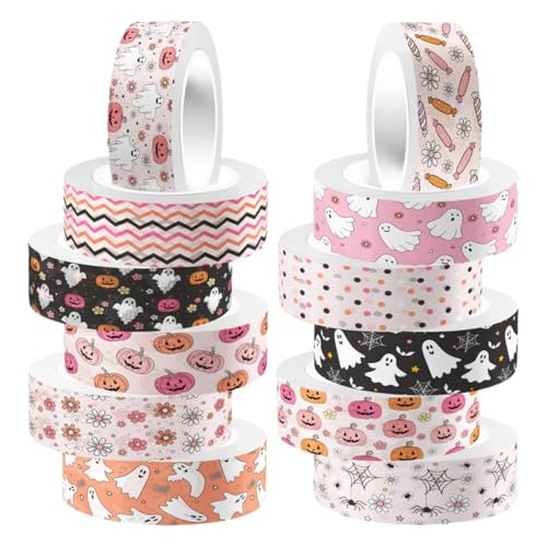 Gadpiparty 12Rollen Selbstklebendes Klebeband Papier für Dekorative Scrapbooking und DIY Projekte für Halloween Dekorationen und Geschenkverpackungen von Gadpiparty