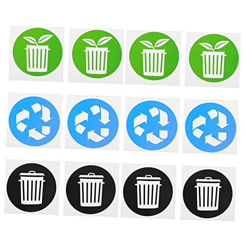 Gadpiparty 12Stücke Mülleimer Recycling Aufkleber Selbstklebende Mülltrennung Etiketten für Innen und Außen Langlebig und Wasserfest Material für Effektive Abfalltrennung von Gadpiparty