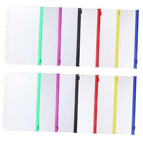 Gadpiparty 12Stücke Reißverschlusstaschen aus Durchsichtige Binder Pockets mit Löchern für Notizbuch Refills zur Aufbewahrung von Visitenkarten und Bürobedarf von Gadpiparty