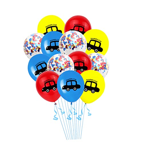 Gadpiparty 13 Stück 12 Ballons Für Rennwagen Latexballons Ballon Mit Pailletten Papierfetzen Luftballons Polsterzubehör Verkehrsballons Lkw-ballons Ballonband Schleife Emulsion Baby von Gadpiparty