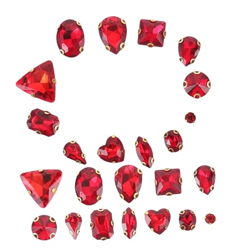Gadpiparty 130 Stück Kleidungszubehör selber machen für multi Klaue bunt annähen hochzeitsdeko hochzeitsdeco schmuckherstellung decor einfache Krallen-Strasssteine dekorativer Strass Glas rot von Gadpiparty