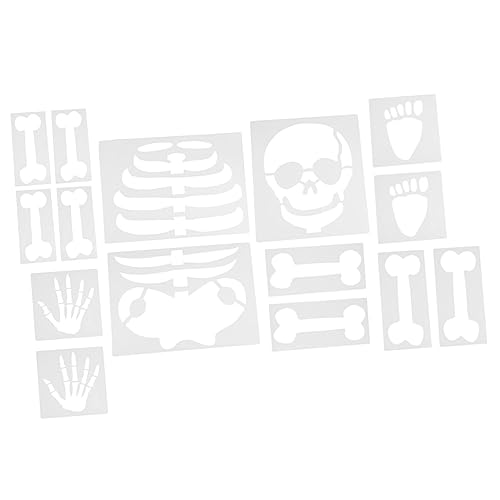 Gadpiparty 15 Blatt Halloween Schablonen Set Gruselige Skelett Malvorlagen für Kreative Wanddekoration Wiederverwendbar Geeignet für Vielseitigen Malutensilien Verwendbar Waschbarem Pet von Gadpiparty