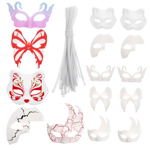 Gadpiparty 15 Stück Blanko Malbare Papiermasken für Halloween Fasching und Cosplay für Kreative Projekte und Partys Gadpiparty 15 Stück Blanko Malbare Papiermasken für Halloween Fasching und Cosplay für Kreative Projekte und Partys von Gadpiparty
