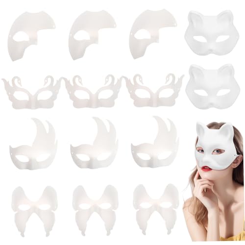 Gadpiparty 15 Stück Weiße Bemalbare Masquerade Masken für Karneval Halloween Fasching und Cosplay Kreative Bastelsets für Anlässe Gadpiparty 15 Stück Weiße Bemalbare Masquerade Masken für Karneval Halloween Fasching und Cosplay Kreative Bastelsets für Anlässe von Gadpiparty