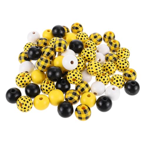 Gadpiparty 150 Stück Holzperlen Set Gelb mit Gittermuster Diy Schmuck Zubehör Hochwertigem Holz für Armbänder und Bastelprojekte Langlebig und Leicht zu Verarbeiten von Gadpiparty