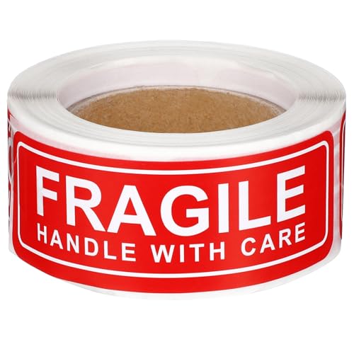 Gadpiparty 150Stücke Zerbrechlich Etiketten Aufkleber Handle With Care Versand und Umzugsaufkleber Selbstklebende Papieretiketten für Kartons und Verpackungen Rot von Gadpiparty