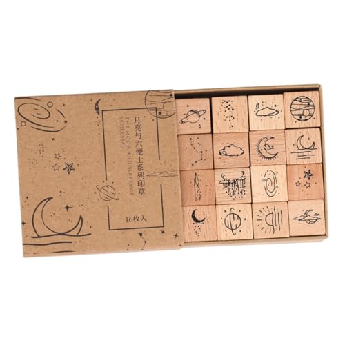 Gadpiparty 16 Stück Holzstempel Set Teilig Handliche Scrapbook Siegel für Tagebücher und Basteln Langlebige Holzsiegel mit Klarer Prägung für Diy Grußkarten und Kreative Dekorationen von Gadpiparty