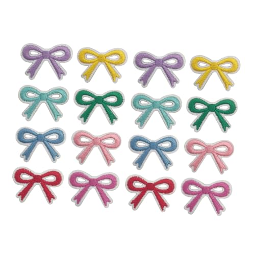 Gadpiparty 16 Stück Teiliges Bestickte Schleifen Bügelflicken aus Polyester Langlebig und Vielseitig für Kleidung Rucksäcke Schuhe Bunte Applikationen zum Aufbügeln und Aufnähen von Gadpiparty
