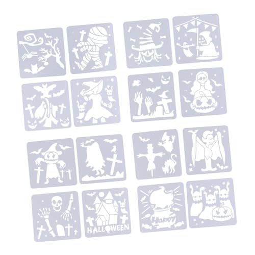 Gadpiparty 16 Stück Teiliges Halloween Malschablonen Wiederverwendbare Hohlraum Malvorlagen Stabile Wanddekoration Schablonen für DIY Bastelarbeiten für Scrapbooking Schulprojekte Kreative von Gadpiparty