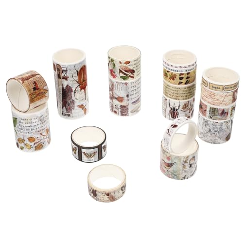 Gadpiparty 18 Rollen Vintage Washi Tape Dekorative Scrapbook Klebebänder für DIY Handwerk Selbstklebend Leicht Abreißbar für Kunstprojekte Notizbücher und Kinderaktivitäten von Gadpiparty