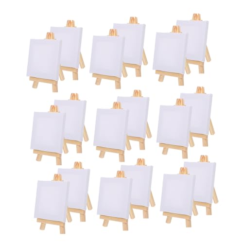 Gadpiparty 18 Sätze Holz Staffelei Set Teilig Mini Leinwände Runde Kanten Vielseitig für Öl Aquarell Kunsthandwerk Malen und Dekorieren von Gadpiparty