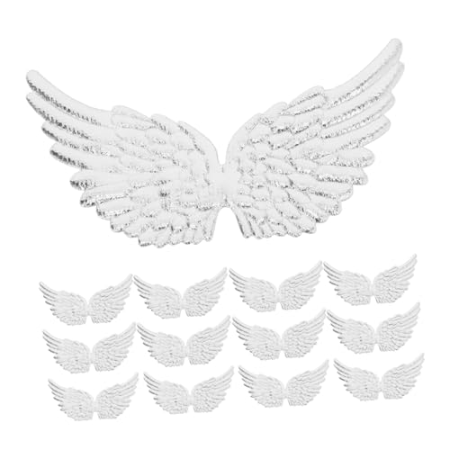 Gadpiparty 18 Stück Flügelbekleidungszubehör kleine Flügel Engelsflügel basteln Miniflügel Engelsflügel-Handwerk Rucksack-Zubehör kleidung trimmen selber machen Flügelanhänger Stoff Silver von Gadpiparty