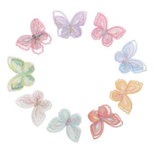 Gadpiparty 18 Stück Schmetterling Patches Doppelter Organza-spitzen Aufnäher Bestickte Applikationen Bügelbar Aufnähen Erscheinung Für Kleidung Rucksäcke Jacken DIY Zubehör von Gadpiparty