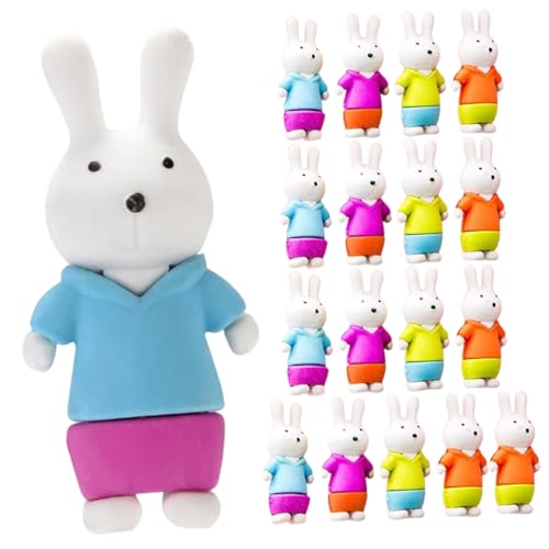 Gadpiparty 18 Stück Teiliges Kawaii Tier Radiergummis Lustige Kaninchen Radierer für für Partys und Schulbedarf Sicher und Langlebig Fördert Koordination Zufällige Farbe von Gadpiparty