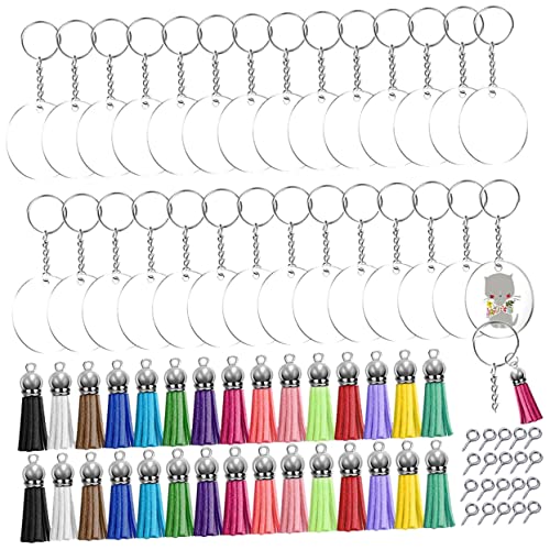 Gadpiparty 1Satz DIY Quastenschlüsselring Set Teiliges Acryl Dekorationsset mit Schlüsselringen und Quasten für DIY Projekte für Schlüsselanhänger und von Gadpiparty