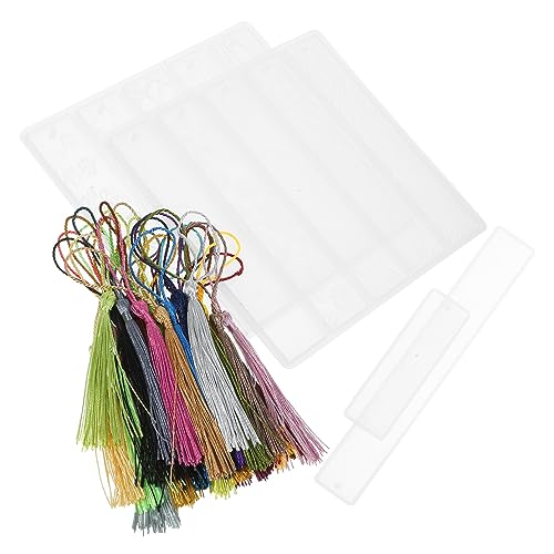 Gadpiparty 1Satz Lesezeichen Gussform Set Silikon Teiliges DIY Set mit Dekorativen Quasten für Kreative Lesezeichen Geeignet für Epoxidharz UV Harz und Mehr von Gadpiparty
