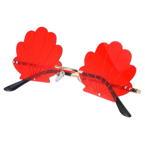 Gadpiparty Muschelförmige Sonnenbrille Für Erwachsene Und Kinder, Leicht Und Bequem, Uv-Schutz, Modische Foto-Requisite Für Partys, Goldrahmen Mit Roten Gläsern von Gadpiparty