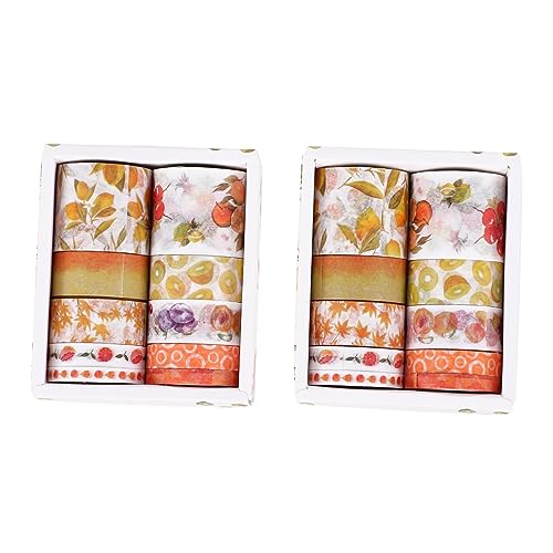 Gadpiparty 2 Boxen Handbuch-Aufkleber schmucklos Streifen Handwerk für dekoratives Klebeband Blumen- hübsches Washi-Tape Scrapbooking-Dekorationszubehör Scrapbooking-Klebeband Papier Orange von Gadpiparty