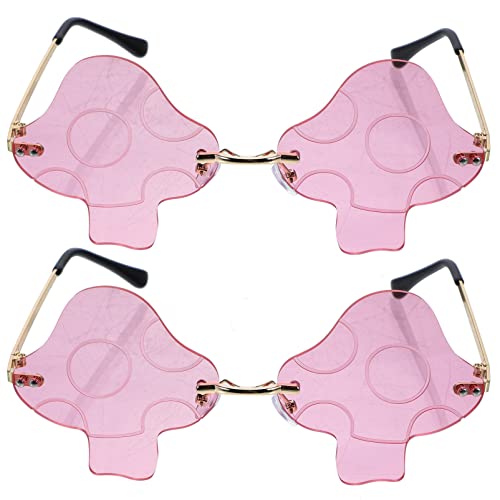 Gadpiparty 2 Paar -Sonnenbrillen Für Damen Rosa Klar Randlos Lustige Pilzförmige Unregelmäßige Brille Retro-Brille Rave-Partybevorzugung Gadpiparty 2 Paar -Sonnenbrillen Für Damen Rosa Klar Randlos Lustige Pilzförmige Unregelmäßige Brille Retro-Brille Rave-Partybevorzugung von Gadpiparty