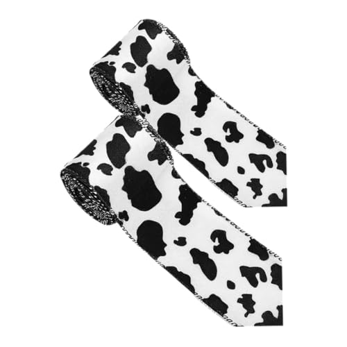 Gadpiparty 2 Rollen Band Mit Kuhmuster Bastelband Mit Kuhdruck Kuhbänder Zum Basteln Kuhdruckband Bogen Machen Band Stoffbänder Mit Animal-print Geschenkbänder Mit Kuhmotiven Polyester von Gadpiparty