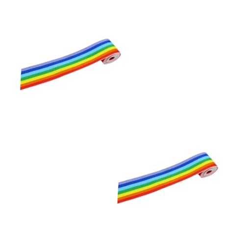 Gadpiparty 2 Rollen Bunte Regenbogen Webband Breit Yards Polyester Imitat Gewebt Strapazierfähiges Diy Geschenkband Gürtel Zubehör für Kleidung Rucksack Bastel und Dekorationsprojekte von Gadpiparty