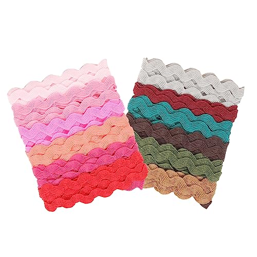 Gadpiparty 2 Rollen Bunte Wasserwellenkante Gurtband Wellen-Nähband Spitzenband zum Basteln Verpackung farbig Urlaubsgeschenkband Kleidung DIY trimmen Fransenband Polyester von Gadpiparty