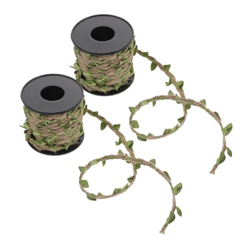 Gadpiparty 2 Rollen Dekorative Juteschnur mit Künstlichen Blättern À Langlebige DIY Rattan Schnur aus Naturgetreu für Garten Floristik und Bastelprojekte Vielseitige Dekoration von Gadpiparty