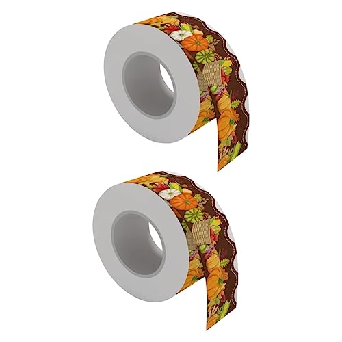 Gadpiparty 2 Rollen Dekorativer Wellenrand Aufkleber für Pinnwände Herbstdesign Selbstklebend für Klassenzimmer für Halloween und Erntedankfest von Gadpiparty