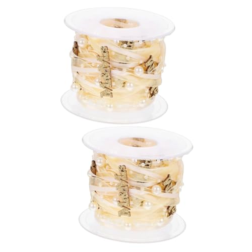 Gadpiparty 2 Rollen Hochzeitsdekorationsband Bogen Dekorationen Samtband Herstellung dekorativ Geschenkband DIY Bastelband Multifunktionsbänder DIY Hintergrundbänder Polyester Golden von Gadpiparty