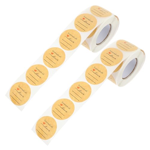 Gadpiparty 2 Rollen Kraftpapier Aufkleber Rund Selbstklebend Backetiketten für Selbstgemachte Produkte Dichtungsaufkleber für Gläser Geschenktüten Vielseitig Einsetzbar ohne Rückstände von Gadpiparty